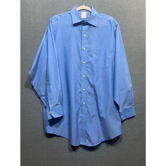 Brooks Brothers Traditional Fit Non-Iron Mens Dress Shirt Blue Size 16.5 - Picture 5 of 11